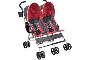 Delta Children LX Side by Side Stroller - with Recline, Storage & Compact Fold, Grey