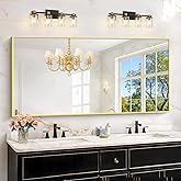 KOCUUY Large Gold Bathroom Mirror, 60x30 inch Rectangular Mirror for Bathroom Sink, Oversized Wall Mirror with Metal Gold Frame for Living Room, Farmhouse, Entryway, Hang Horizontal/Vertical