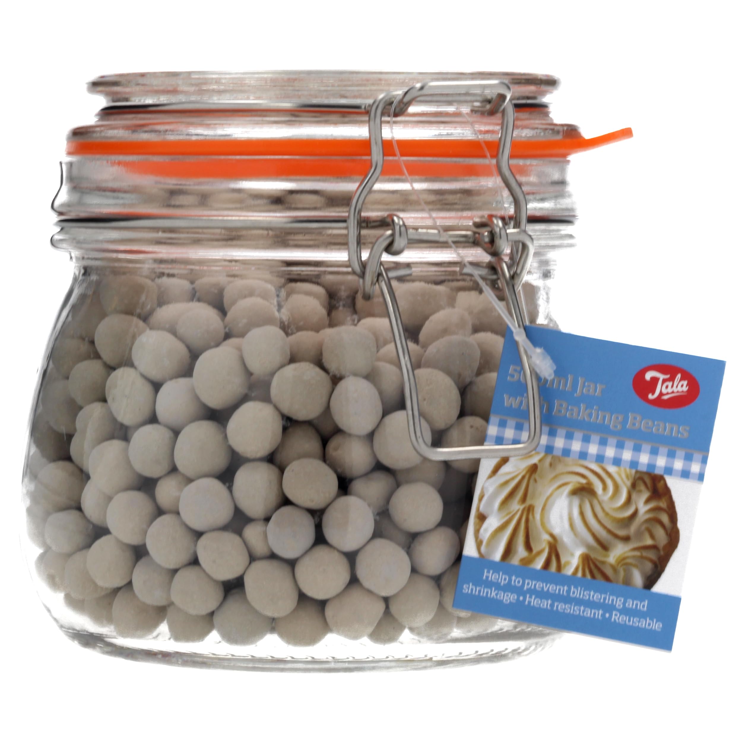 Tala Glass Jar with Baking Beans, Perfect for Blind Baking Pastry, Contains 700gram, Reusable Heat Resistant Blind Weights - Oven Beads for Pies, Tarts and Pastry Crusts, Reuseable