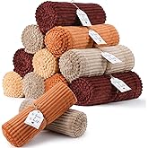12 Pcs Terracotta Wedding Flannel Throw Blanket Bulk 50 x 60 Inch with to Have to Hold Card Striped Ribbed Soft Throw Blanket Lightweight Blankets for All Seasons Wedding Gifts Sofa Room(Terracotta)