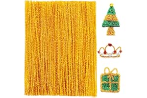 Praisebank Golden Glitter Pipe Cleaners for Crafts, 200pcs, Chenille Stems for DIY Projecets, Arts & Crafts Supplies for Festival Party Decorations