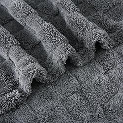 Linecooo Grey Fleece Throw Blanket 50”×60” for
