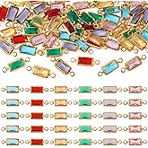 Sparkeads Brass Pave K9 Glass Horse Eye Connector Charms Bulk Rectangle Shiny Link Charm Faceted Crystal Glass Teardrop Pendants Sparkle Dangle Charms for DIY Jewelry Bracelets Necklaces Making