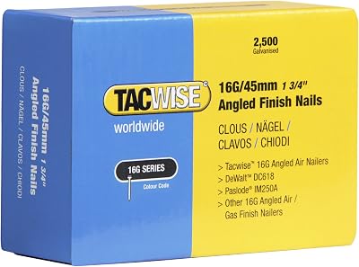 Tacwise 16G 45mm Angled Nails 20° 2500 Pack Galvanised 0771 Type 16G