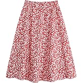 Milumia Girl's Cute Summer Boho Ditsy Floral High Waisted A Line Flare Midi Skirt Flowy Long Skirt