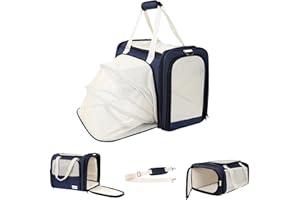 pidipiti 19 x 13.5 x 9.5 TSA Approved Large pet Carrier for cat and Small Dog up to 12-15 lbs,Turn Down to Under-seat for Southwest Allegiant and Other Airlines Have 9'' or 9.5'' Height Space