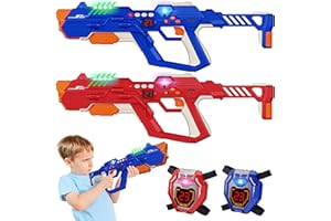 Kusntin Laser Tag Guns Set of 2 & Vests, 2 Player Digital LED Display, Infrared Multi-Function Toy Gun, Arcade Gifts for Kids & Adults, Indoor & Outdoor Play Toy for Boys Girls for 8-12+ Years Old