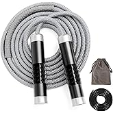 Reedvales 1LB Weighted Jump Ropes for fitness Women Men, Aluminum Handles for MMA, Boxing, CrossFit, Weight-loss Workouts, Tangle-Free Ball Bearing Rapid Speed Skipping Jump Rope with Adjustable 9mm Cotton & PVC Cord