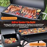 SUNLIFER Charcoal BBQ Grill With Offset Smoker Large Barrel 62x30CM view 2
