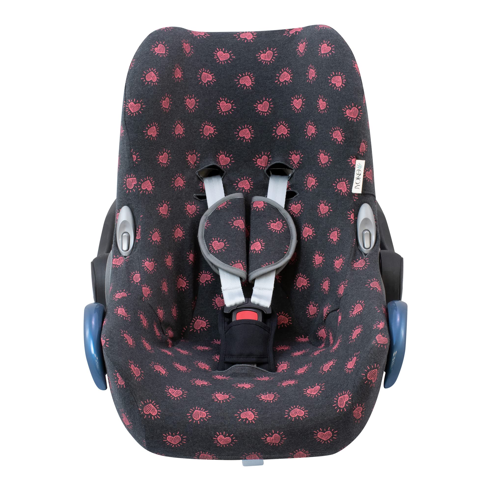 JYOKO KIDS Baby car seat cover liner made cotton compatible with Maxi COSI Cabriofix and gr 0 (FLUOR Heart)