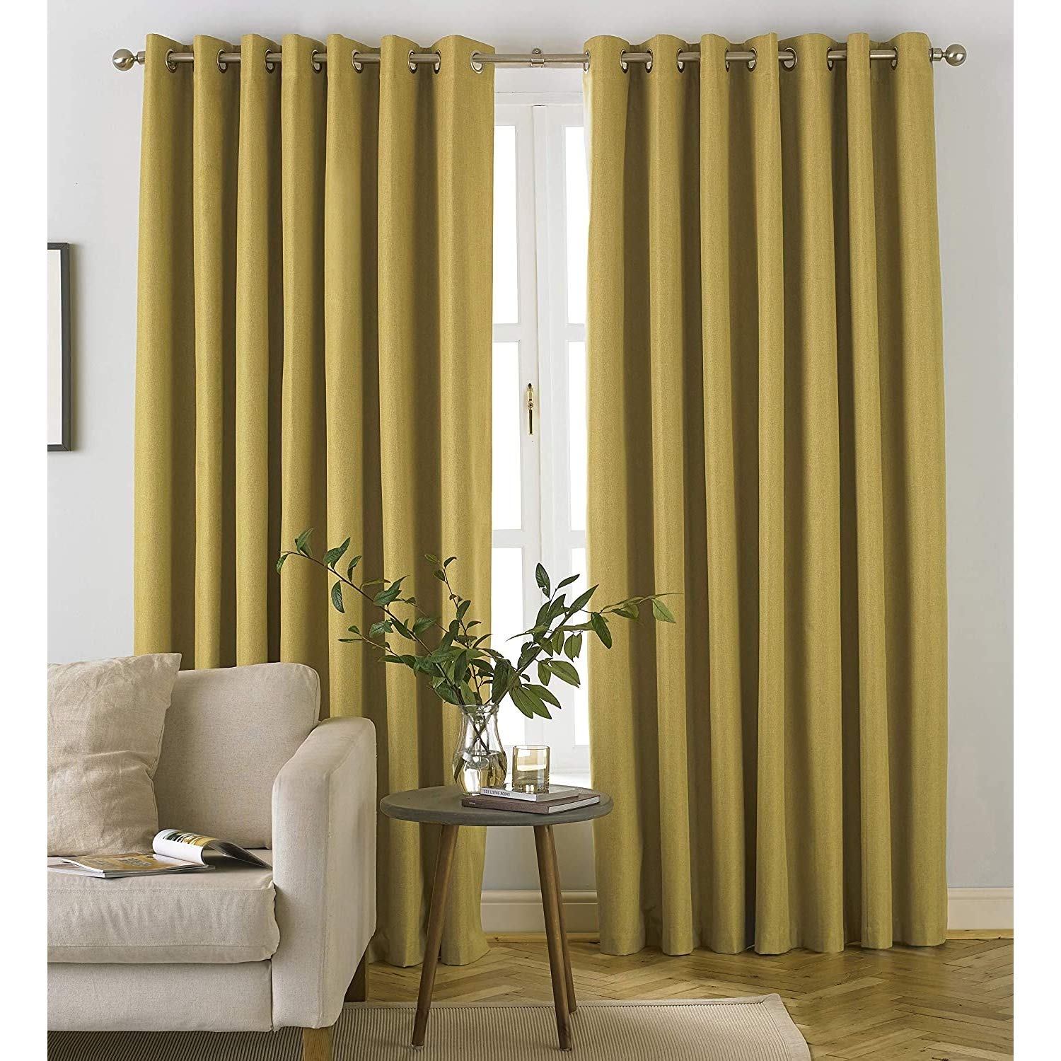 furn. Moon Eyelet Blackout Curtains, Polyester, Ochre, 168 x 137cm