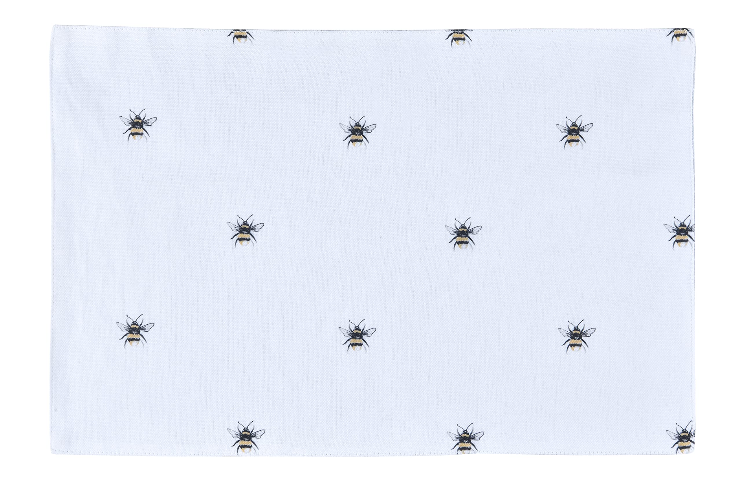 Sleepdown Bumble Bee Printed Table Placemats - Ideal for Kitchen Dining Table - Non-Slip Washable Heat Resistant - Pack of 4 - White - 49cm x 32cm — image 1