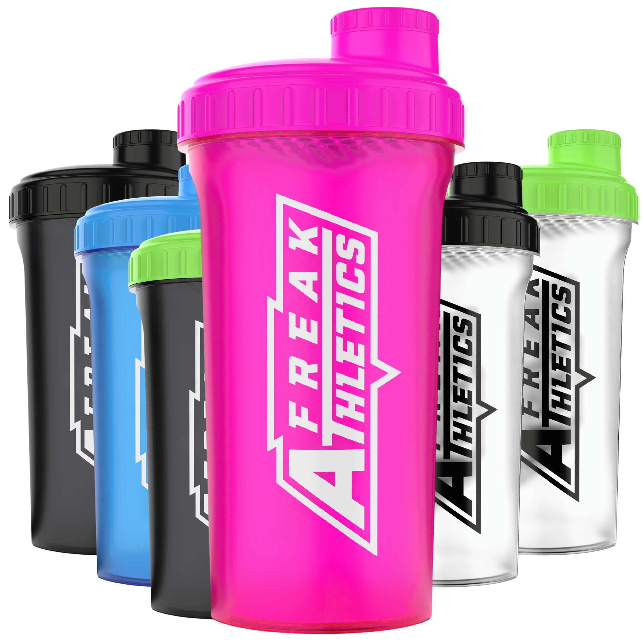 Protein Shaker Bottle 700ml Premium BPA Free shaker Bottle by Freak Athletics (Pink Transparent / Pink Lid)