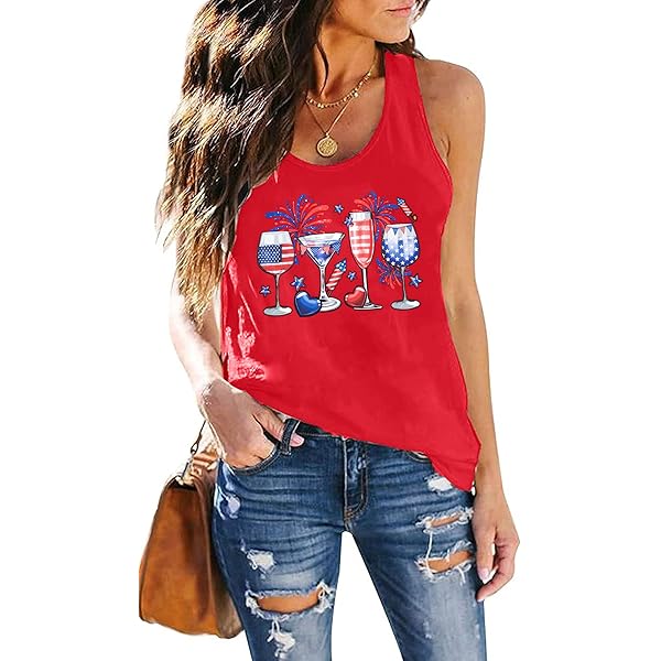 White Vest Top Women Beer American Flag 4th Of July Men Women