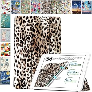 DuraSafe Cases for iPad PRO 9.7 Inch 2016 [ A1673 A1674 A1675 ] Printed Smart Cover with Transparent Back - Leopard (Soft Silicone Back)
