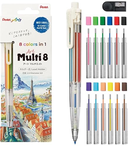 Amazon.com : Pentel Arts 8 Colour Automatic Pencil, Assorted