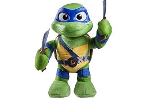 Mattel Teenage Mutant Ninja Turtles: Mutant Mayhem Leonardo Plush Toy with Action & 20+ Sounds, 11-inch Soft Doll with Vinyl Head