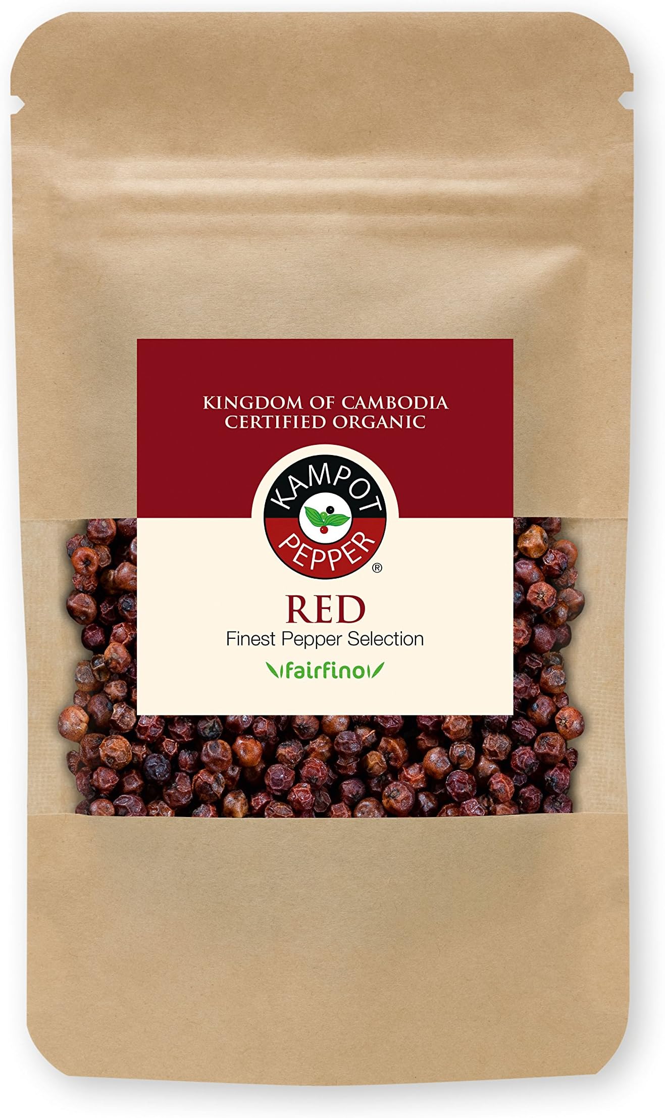 Red Kampot Pepper, premium quality - 50g - sustainably produced and fairly traded - by fairfino