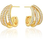 FETTERO Gold Hoop Earrings for Women - 14K Gold Plated Bold Statement Hoops 925 Sterling Silver Post Lightweight Chunky Gold Earrings