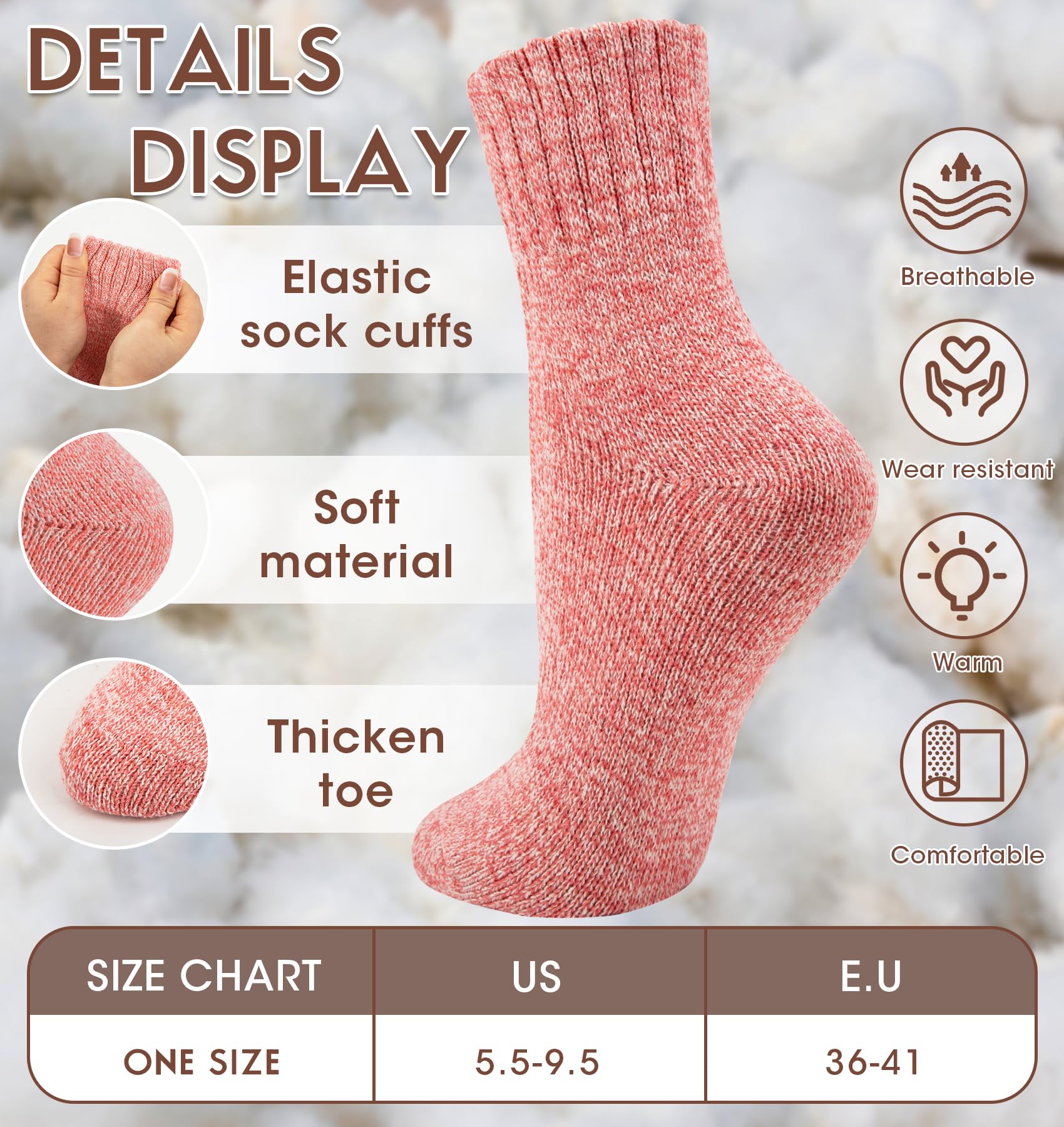 YSense Wool Socks for Women, Winter Boot Socks Stocking Stuffers Gifts for Women Warm Crew Hiking