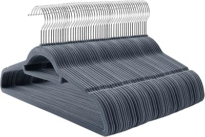 SONGMICS Velvet Hangers 100 Pack Non-Slip 0.6cm Slim 360° Hooks 43.5cm