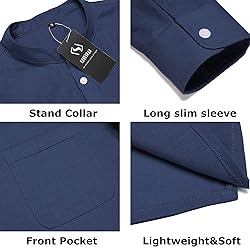 URRU Men Linen Henley Shirts Casual Standard Fit