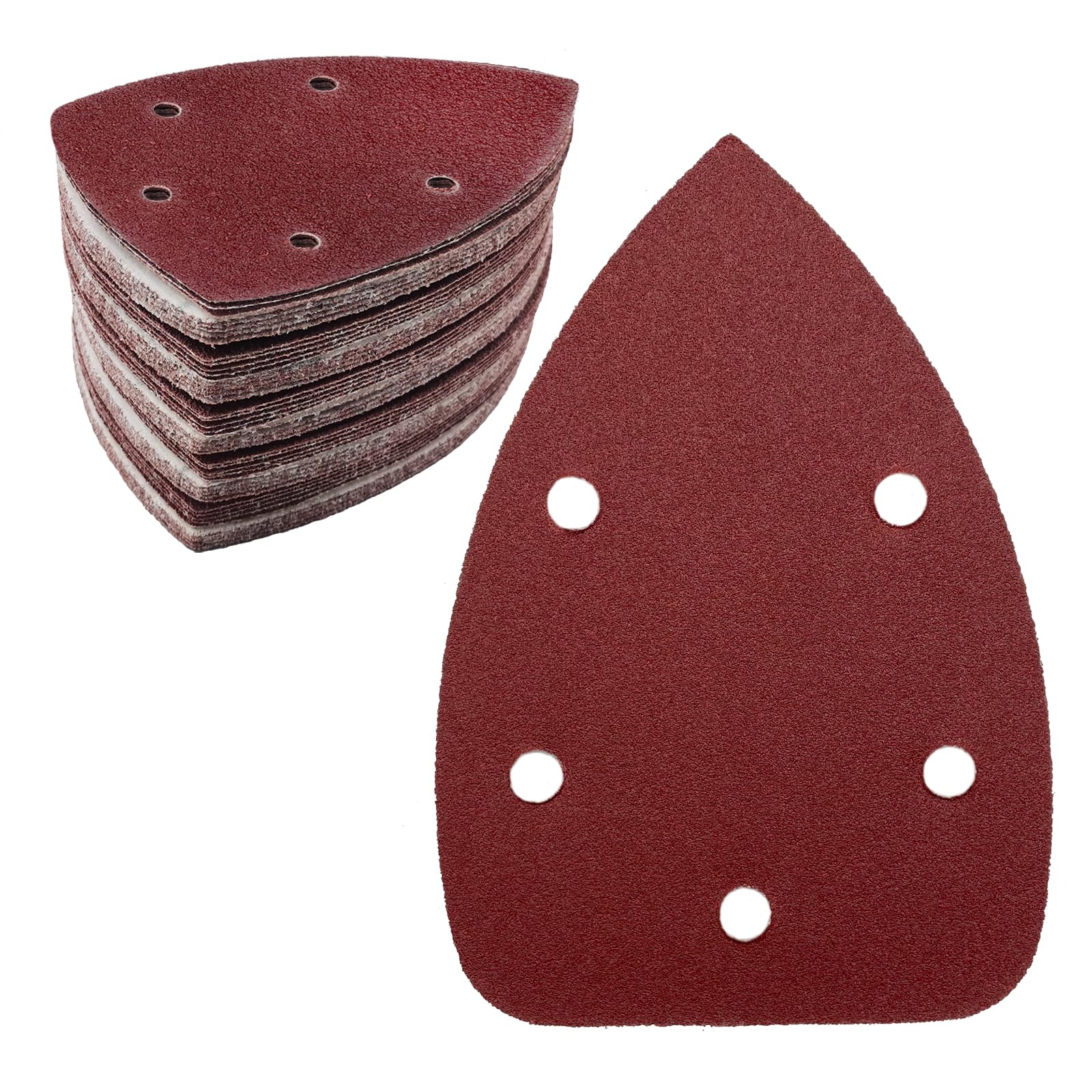 Pack of 50 Sandpaper Triangle Sanders, 120 Grit 5-Hole Sanding Pads, Sandpaper, Delta Sander, Sanding Sheets for Triangular Sanders, 140 x 100 mm