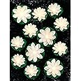 Hortsun 12 Pcs Floating Pool Lights Artificial Lotus Lamp Lotus Floating Lanterns LED Lifelike Flower Light Battery Operated Pad Swimming Pool Decorations(Include Batteries)(3.94/5.91 Inch,White)