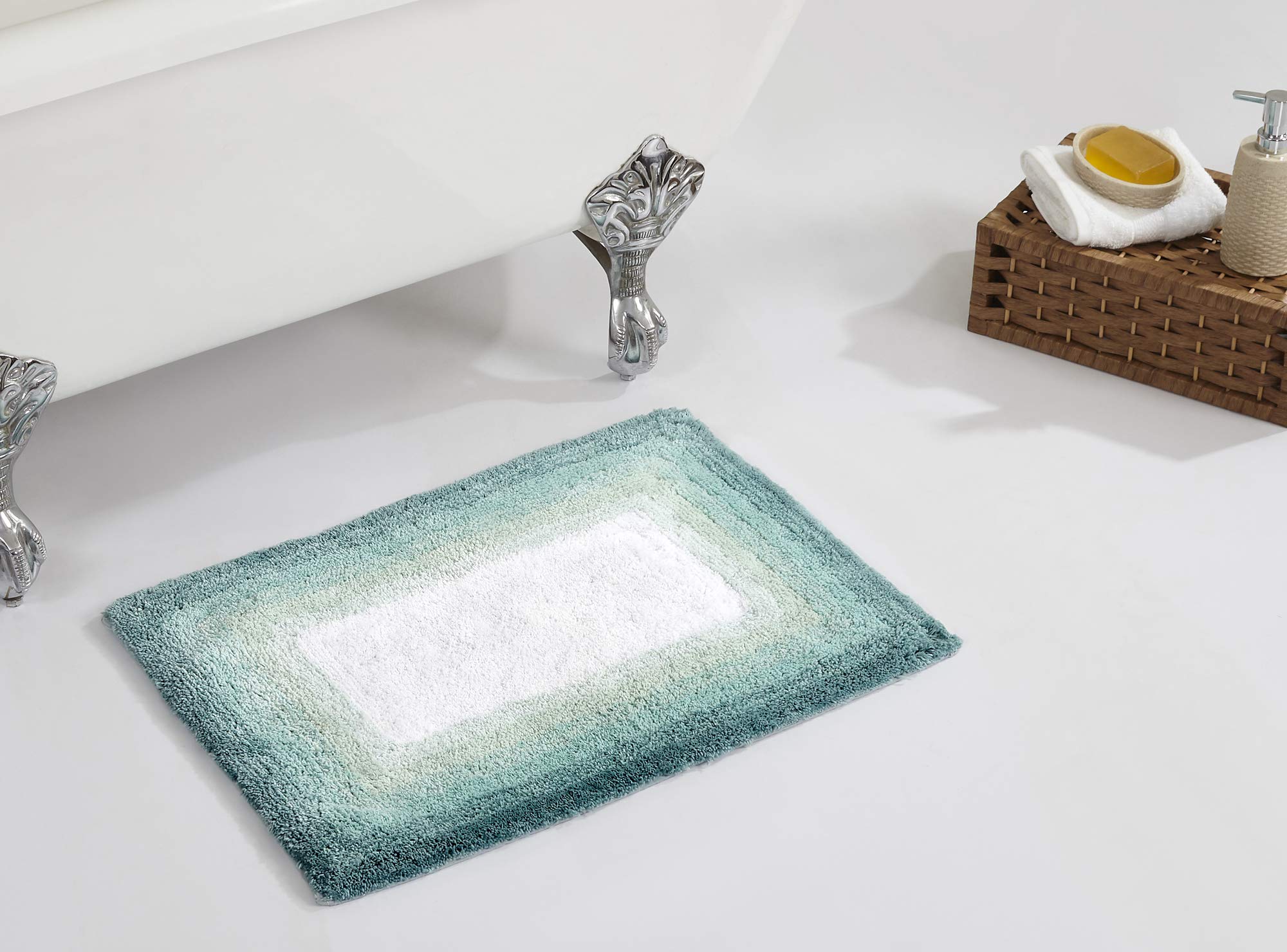 View 1 of Better Trends 100% Cotton Torrent Collection Bath Mats, Turquoise Bath Mat - Tufted, Absorbent & Machine Washable Bath Mats for Bathtubs, Rain Showers and Under The Sink, 21" x 34"