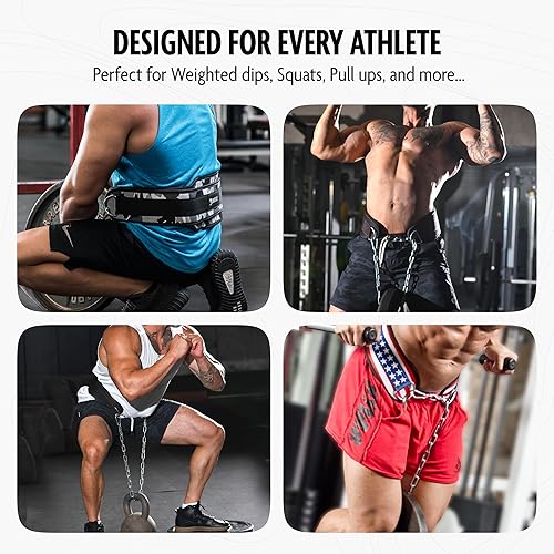Weight Dip Belt With Chain - 300lb Capacity Neoprene Belt For Pull-ups, Dips & Weight Training