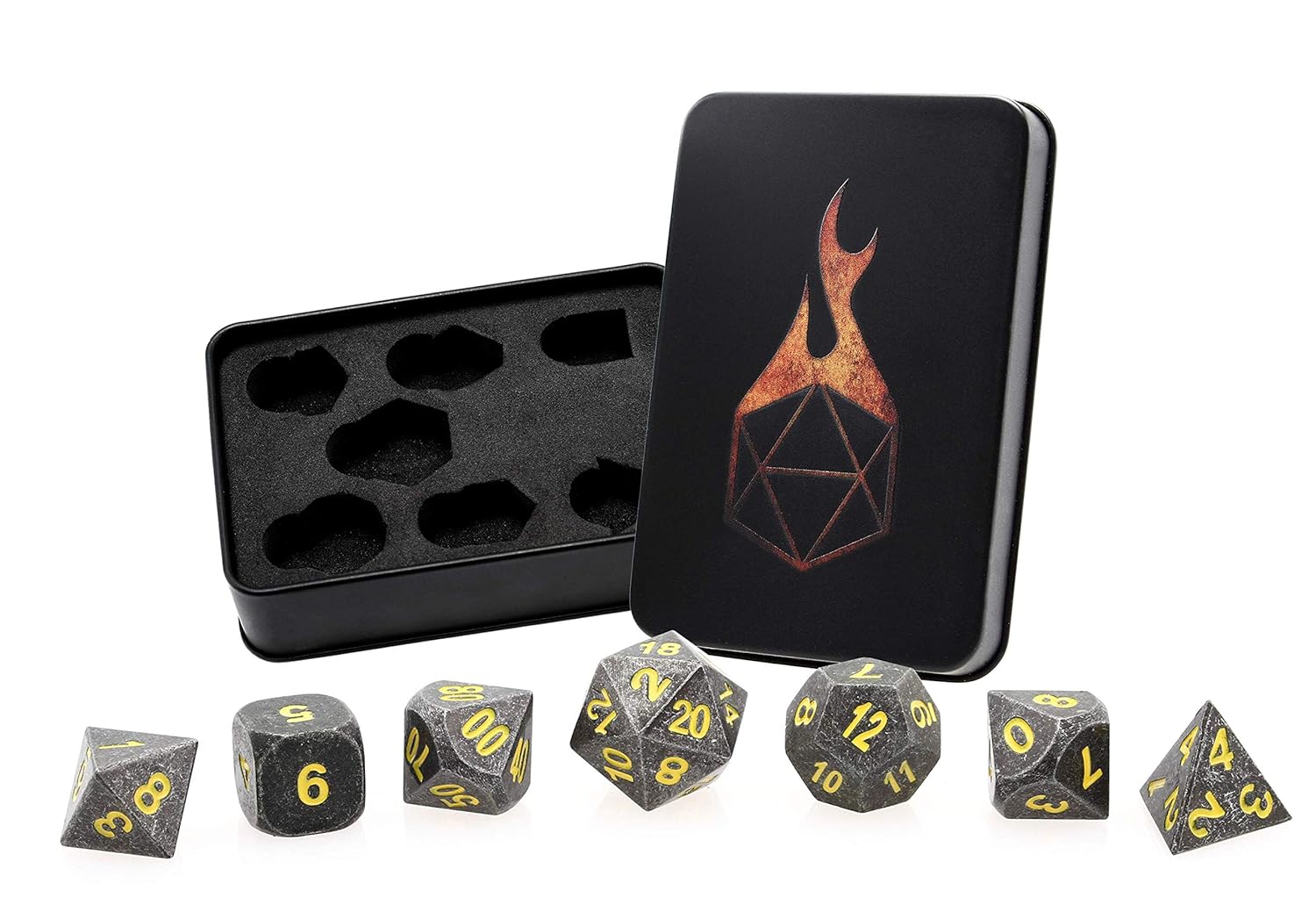 Dice Co. Solid Metal Polyhedral Dice Set with Custom