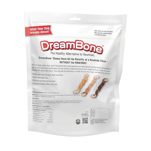 DREAMBONE SPIRALS VARIETY PACK, TREAT YOUR DOG TO A CHEW MADE WITH REAL MEAT AND VEGETABLES