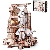 ROKR 3D Puzzles Space Shuttle Model - Dynamic Launch Base with Motorized Lift, LED Light Effects, 1:420 Scale Collectible Building Kit