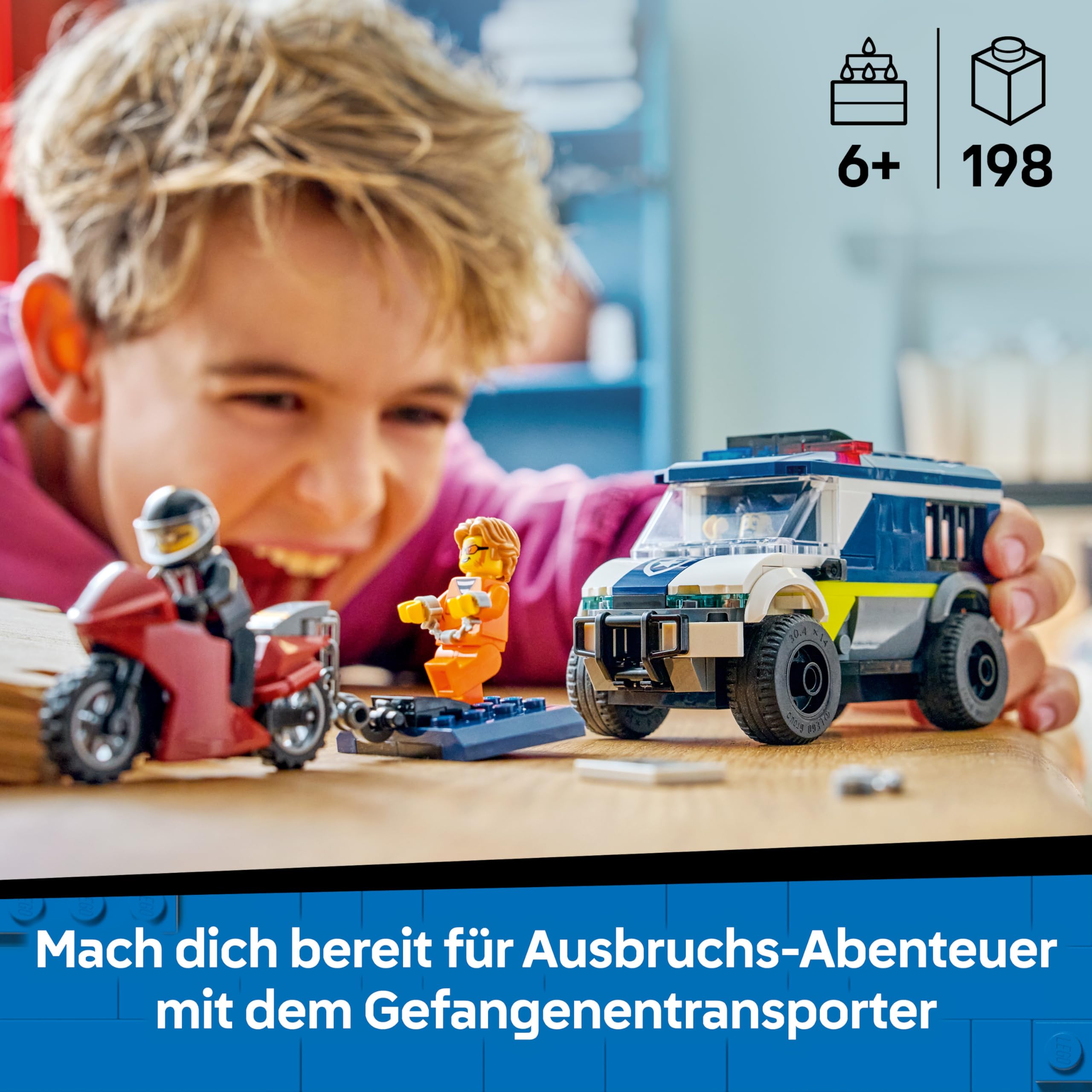 LEGO City Gefangenentransporter - Spielzeug LKW Bauset mit Motorrad, 3 Minifiguren und Abnehmbarer Gefängnistür - Geburtstagsgeschenk für Jungen ab 6 Jahren - 60479 2