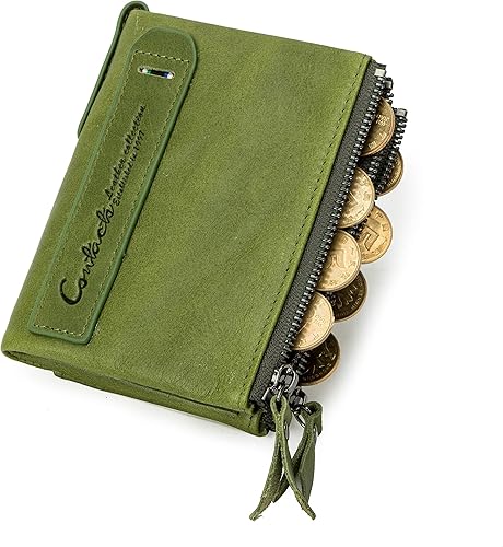Amazon コンタクトズ Contacts 本革 二つ折り財布 レディース レザー ウォレット 大容量 財布 カードたくさん入る ダブルジッパー 小銭入れ ブランド品 おしゃれ 女性財布 プレゼントに最適 グリーン Amazon Com 財布