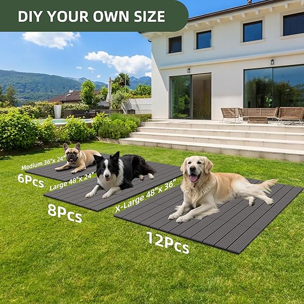 SUMMERTRAIL DOG KENNEL FLOORING OUTDOOR FLOORING DECKING FOR DOG WATERPROOF DOG TRAINING PLATFORM, PORTABLE DECK FOR PET ENCLOSURES (12 X 12 INCHES, 8PCS)
