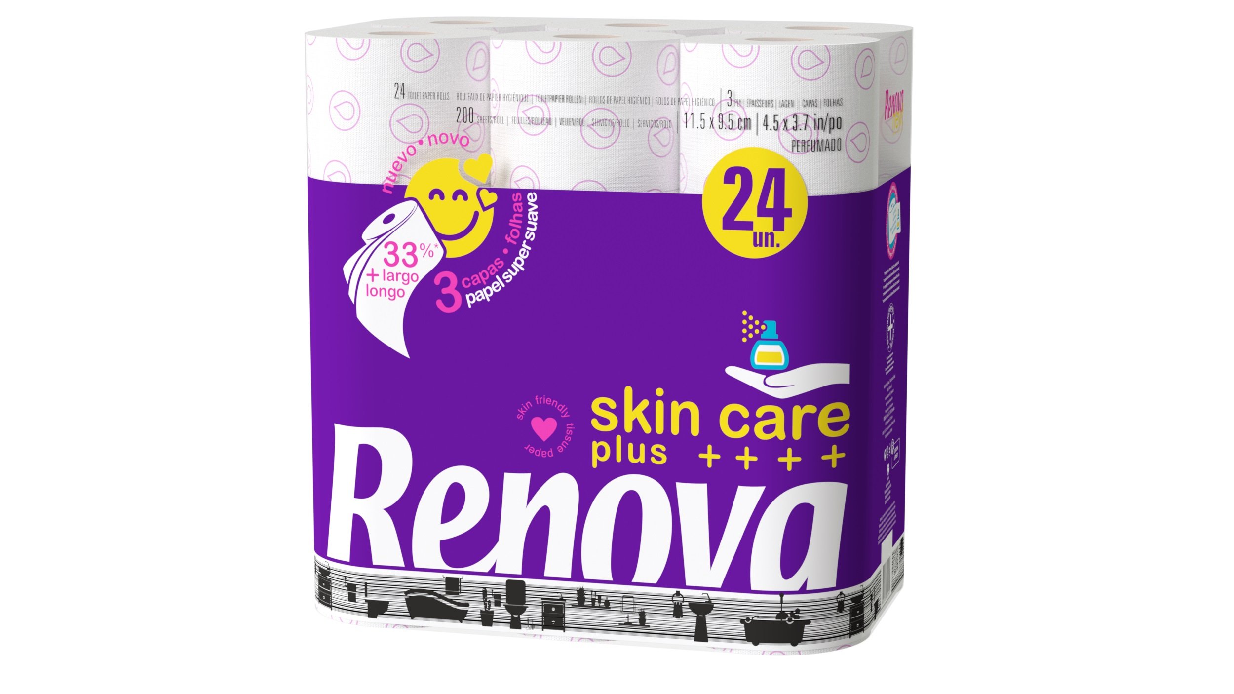 Renova Skin Care Plus Perfumed Toilet Paper -24 Rolls