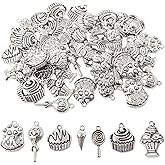 Honbay 70PCS Alloy Cake Charms Pendant Lollipop Ice Cream Cupcake Food Dangle Charms for Earrings Bracelet Necklace Jewelry Making (7 Style)