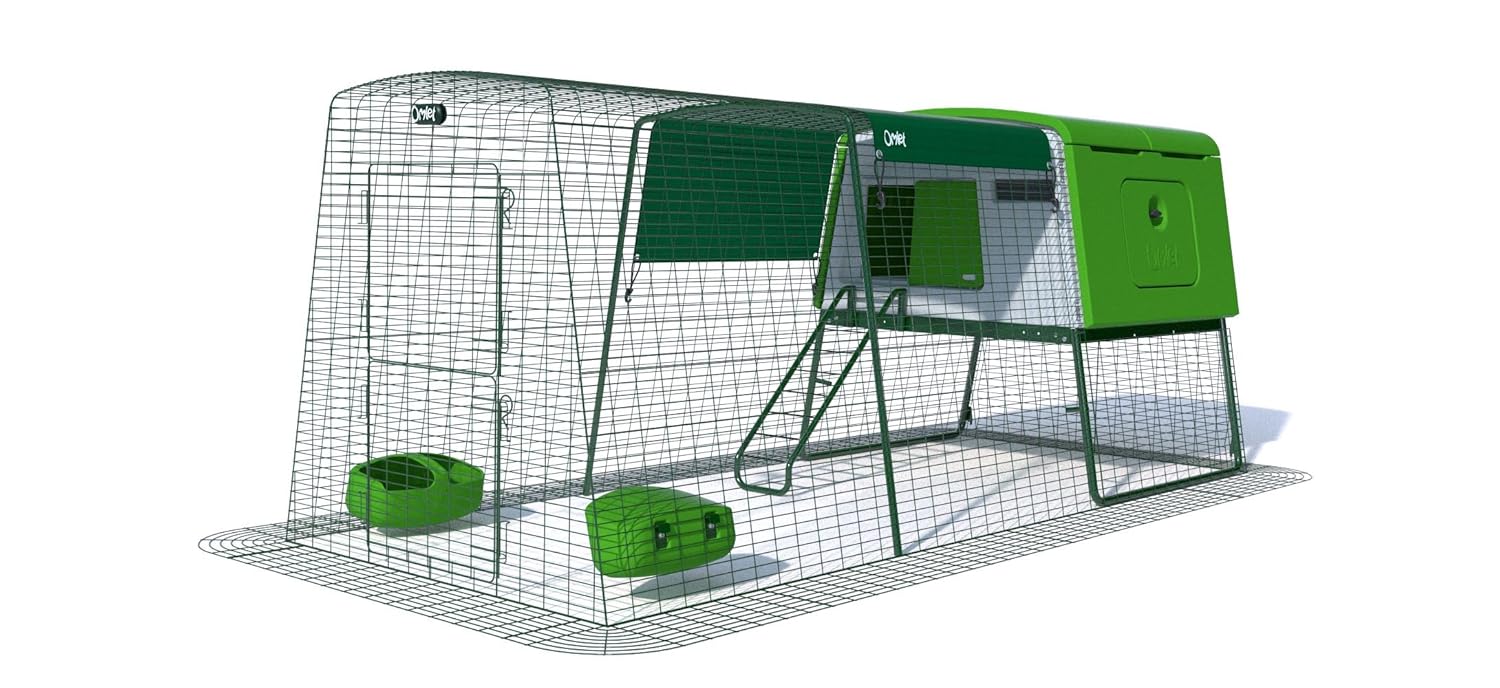 Omlet Eglu Cube Chicken Coop With 3m Secure Steel Mesh Run Leaf