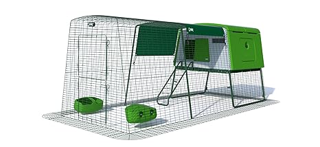 Omlet Eglu Cube Chicken Coop With 3m Secure Steel Mesh Run Leaf