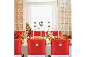 AMFOCUS Christmas Chair Back Covers Santa Hat Slipcovers for Chair Decoration 6 Pcs, 2021 Upgraded Christmas Chair Covers