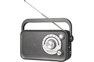 Wenpzeray D218 Portable AM FM SW Radio Vintage Analog Transistor Bluetooth Speaker Battery Powered with Large Tuning Knob Headphone Jack USB/TF Card Jack Easy to Use Gift for Family or Friend (Grey)