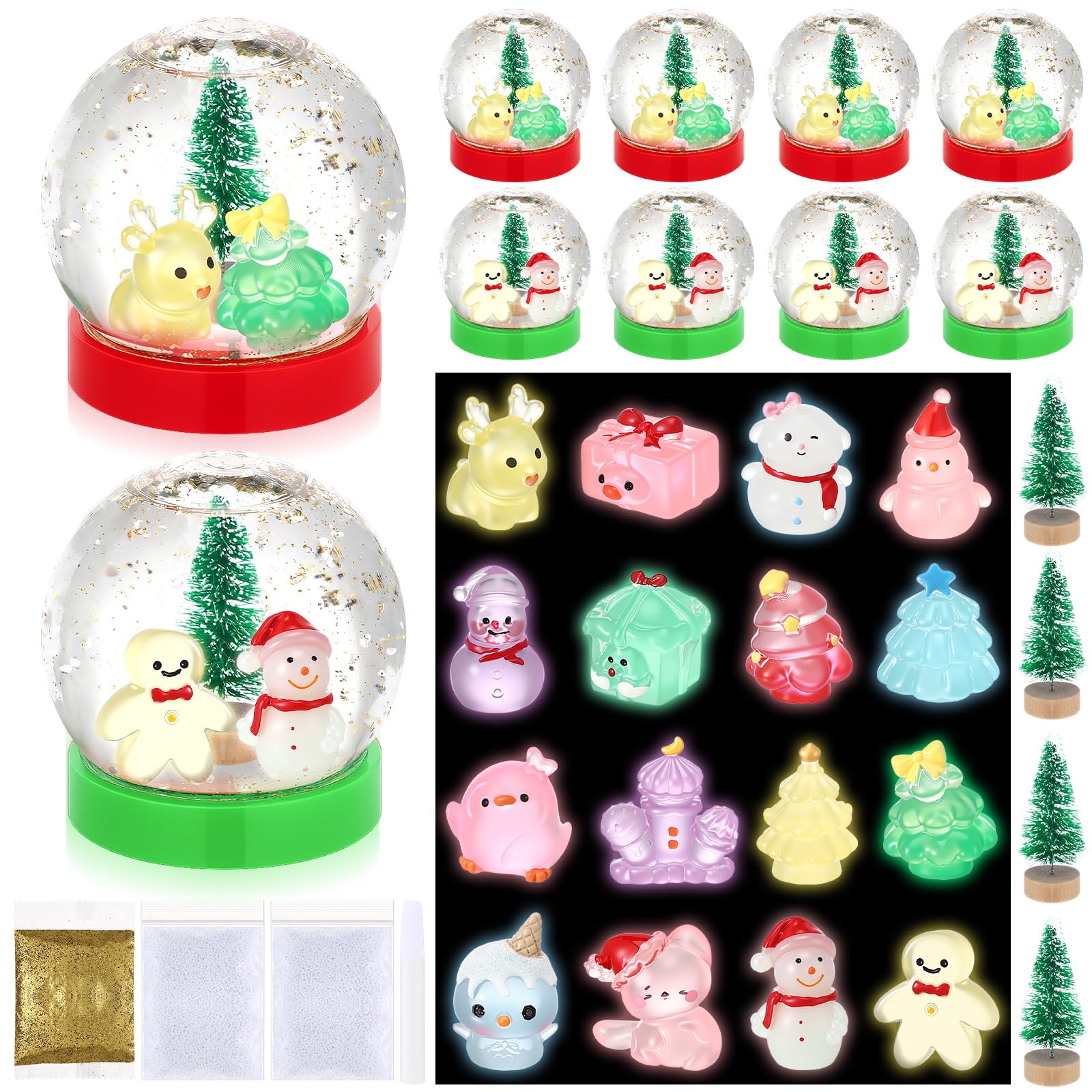 Photo 1 of Chunful 10 Sets Christmas Snow Globe Making Kit Make Your Own Xmas Snow Globes Sets DIY Luminous Plastic Globes Arts for Christmas Holiday Crafts Gift Decor