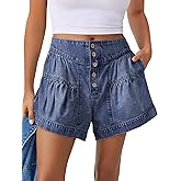 ANRABESS Women's Denim Shorts Summer Baggy High Waisted Flowy Wide Leg Buttons Pleated Casual Jean Shorts 2026 Fashion Skorts