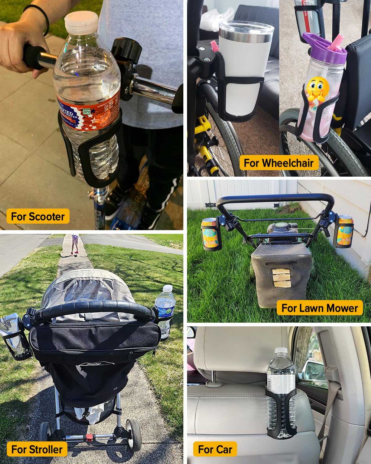 Pack of 2 Stroller Cup Holders, Universal Drinks Holder for Bikes, Trolleys or Walkers