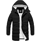 Pursky Men's Long Winter Coat Warm Sherpa Lined Quilted Puffer Jacket Waterproof Thicken Puffy Parka with Hood