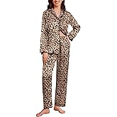 Ekouaer Satin Pajama Set Long Sleeve Button Down Pj Sets Ruffle Silk Valentine Pajamas for Women