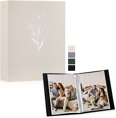 Lanpn Photo Album A5 50 Photos Linen Cover Beige 15x21cm Portrait