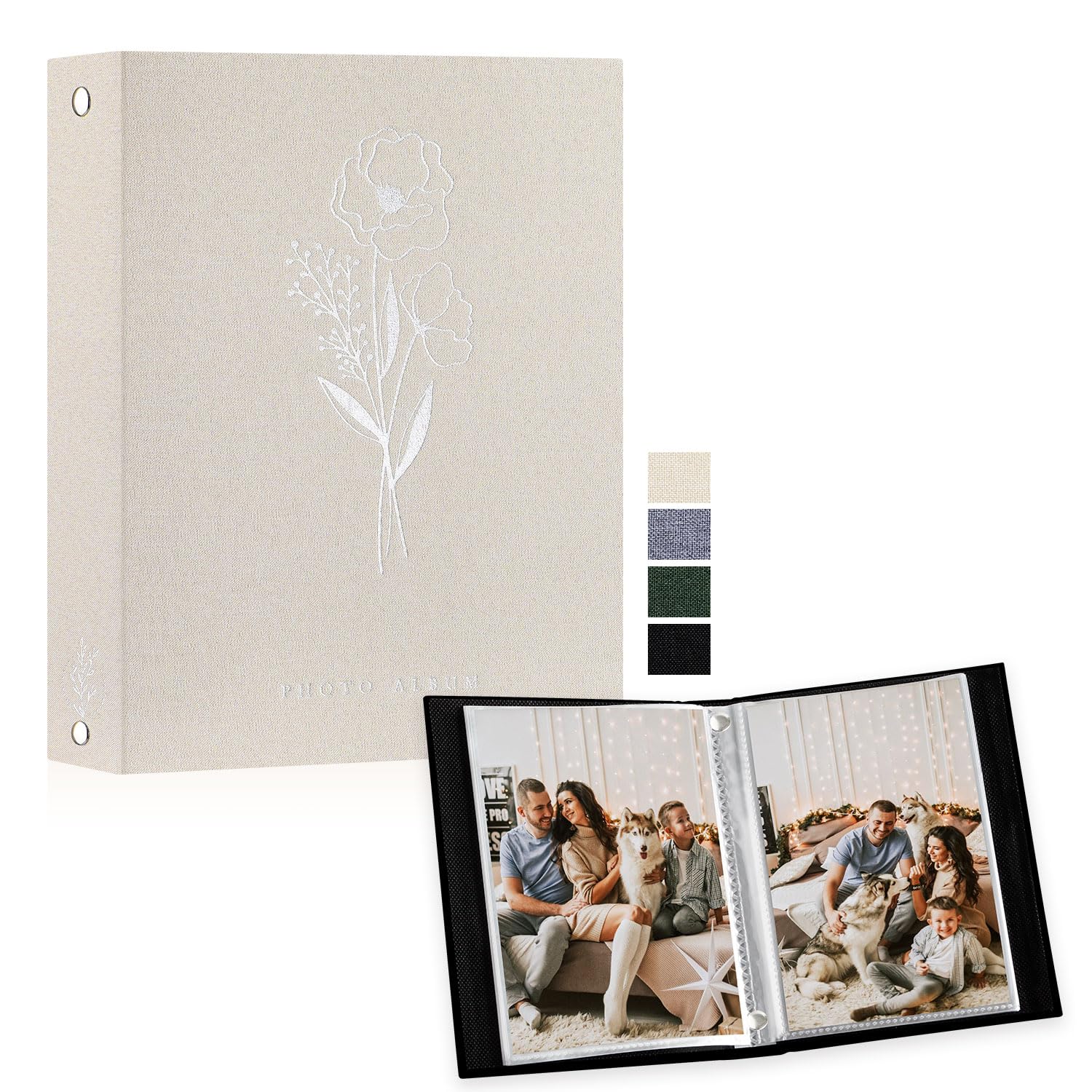 Lanpn Photo Albums A5 50 Photos, Linen Cover Acid Free Pocket Photo Book Picture Album Holds 50 Portrait Only A5 Picture (Beige,15x21 cm)