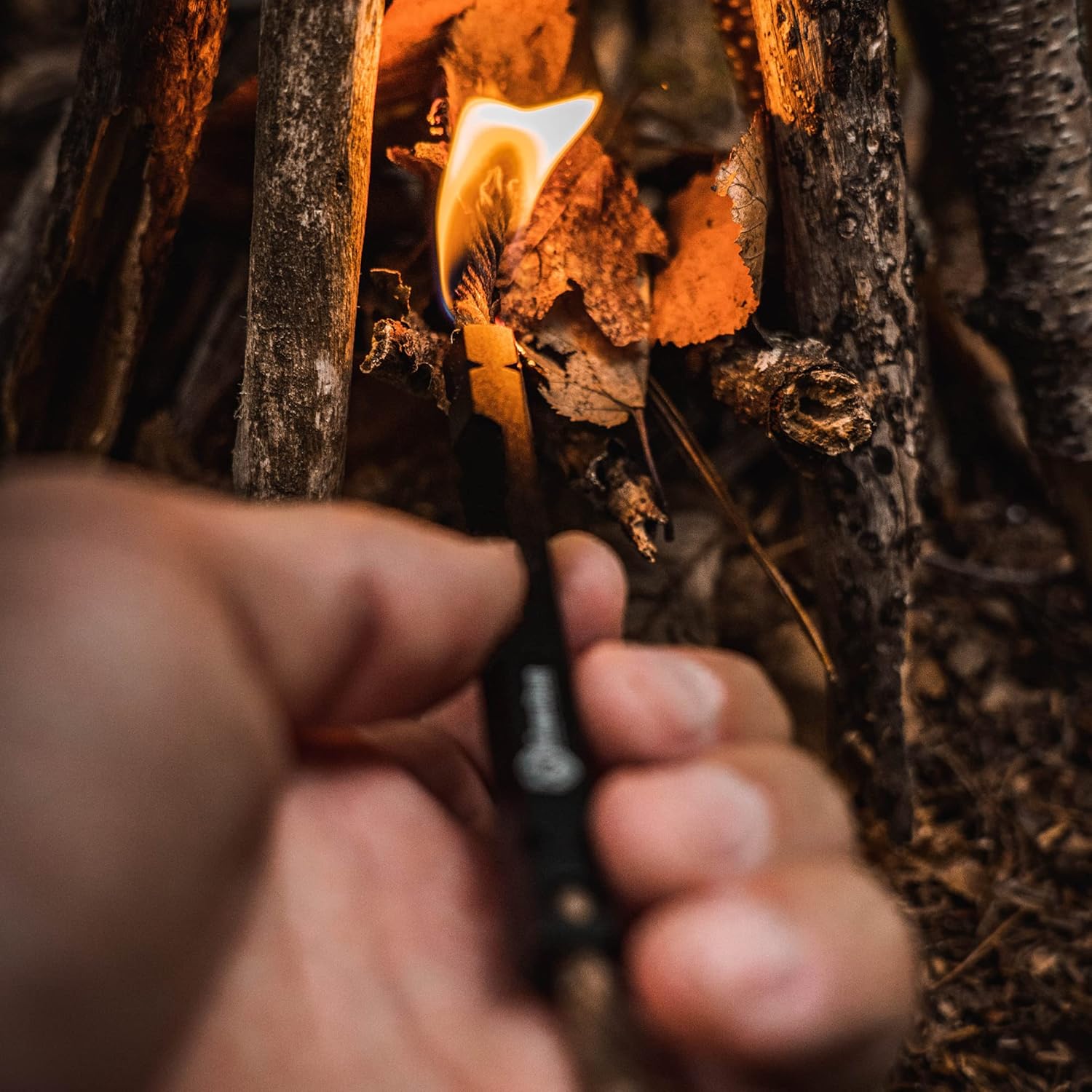 The Atomic Bear Firewand Starter Survival Tool - Hemp Wick - Start a Campfire - Hiking Gear Camping Gear Fire Starter Kit - Works with Flint or Survival Lighter - 36" Waxed Wick Tinder Included: Sports & Outdoors